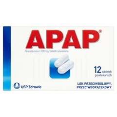 Apap 500 mg Tabletki powlekane 12 tabletek